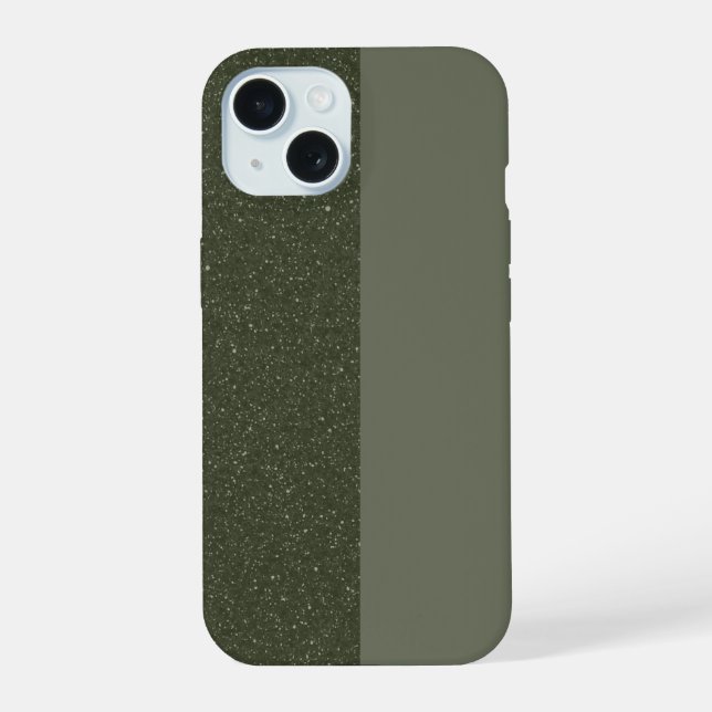 Customizable Moss Green Noise iPhone 15 Case (Back)