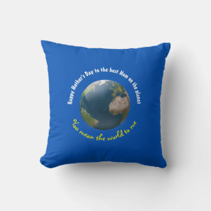 Customizable Mother's Day novelty Earth Throw Pillow