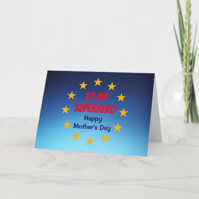 Customizable Mother's Day novelty superhero Card (Front)