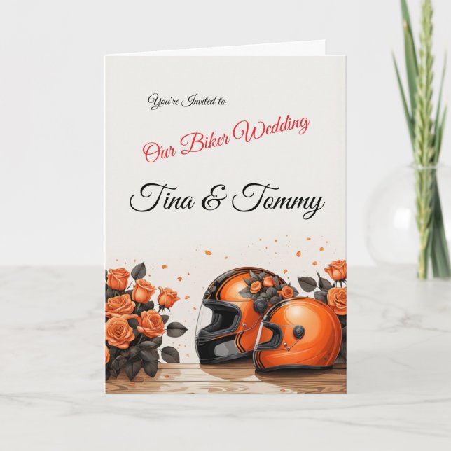Customizable Motorcycle Biker Wedding Invitation (Front)