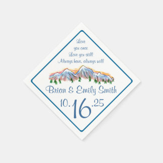 Customizable mountain top artistic paper napkins