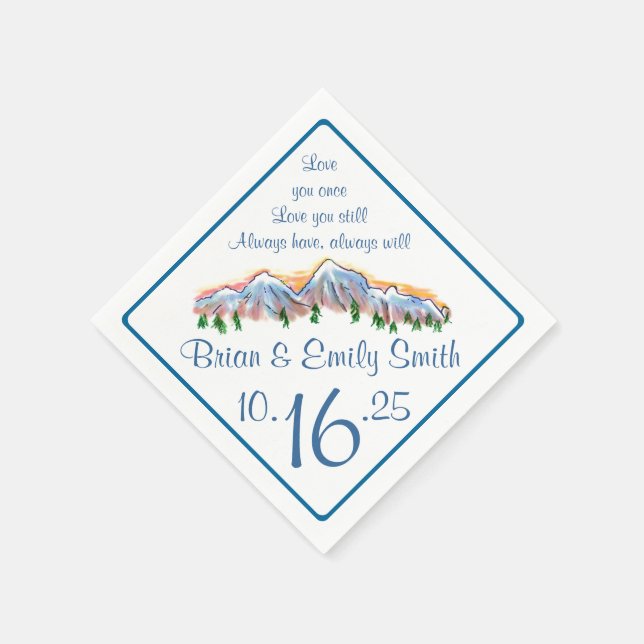 Customizable mountain top artistic paper napkins (Corner)