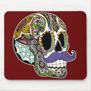 Customizable Moustache Sugar Skull Mousepad