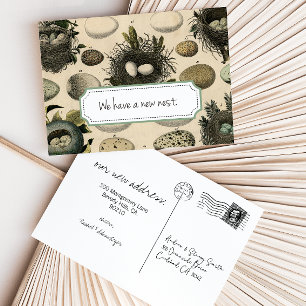 Customizable Moving Announcement // Vintage Bird Postcard