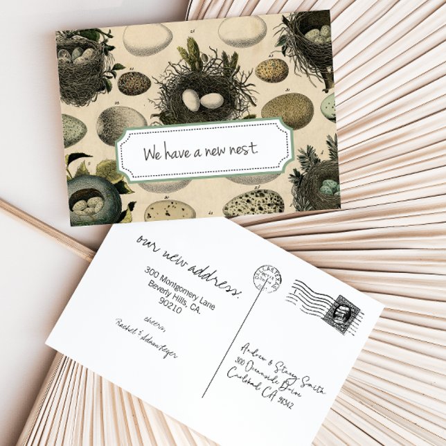 Customizable Moving Announcement // Vintage Bird Postcard (Creator Uploaded)