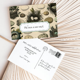 Customizable Moving Announcement // Vintage Bird Postcard
