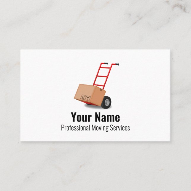 Customizable moving services cart business card (Front)