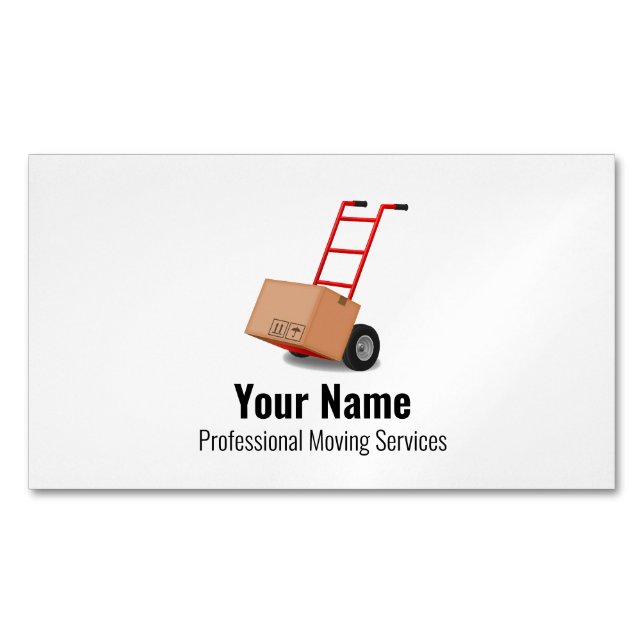 Customizable moving services cart 	Magnetic business card (Front)