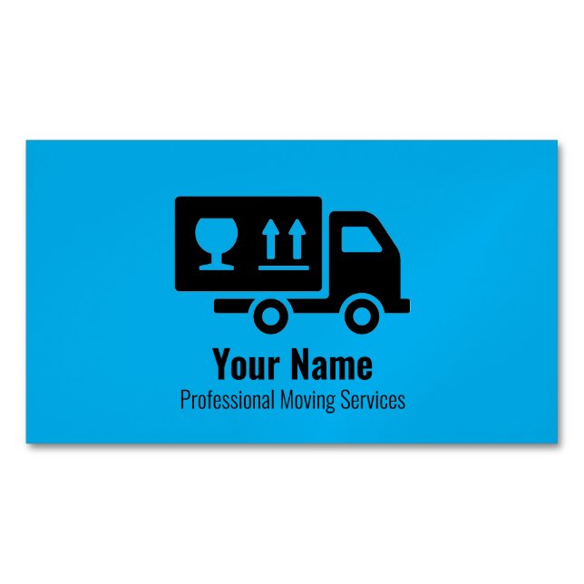 Customizable moving services truck blue 	Magnetic business card (Front)