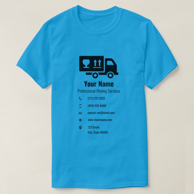 Customizable moving services truck blue T-Shirt (Design Front)