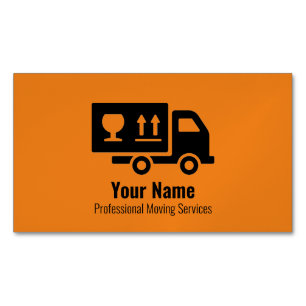 Customizable moving services truck orange Magnetic business card