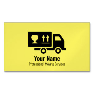 Customizable moving services truck yellow Magnetic business card