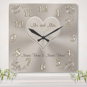 Customizable Mr. and Mrs. Gifts Champagne Clock
