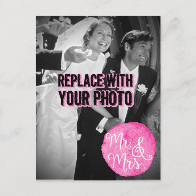Customizable "Mr. & Mrs." Wedding Photo Postcard (Front)