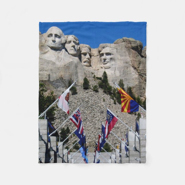 Customizable Mt Rushmore Souvenir Fleece Blanket (Front)