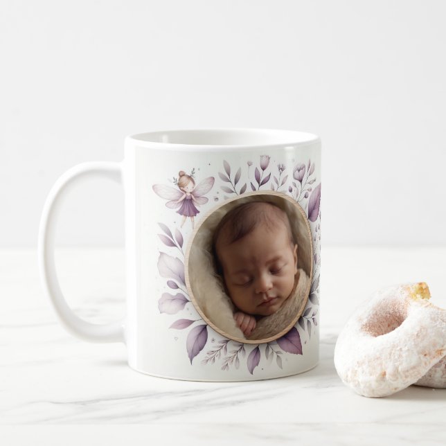 Customizable Mug with Fairy Frame for Baby Photo (With Donut)