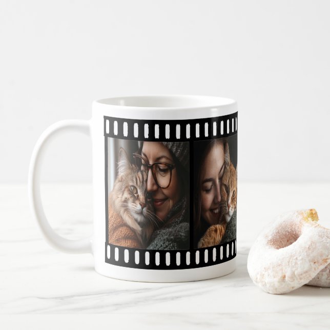 Customizable Mug with Old Retro Film Strip Frame  (With Donut)