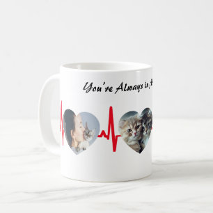 Customizable Mug with Three Heart-Shaped Photos 