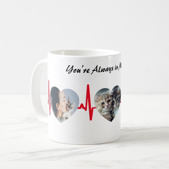 Customizable Mug with Three Heart-Shaped Photos  (Front Left)