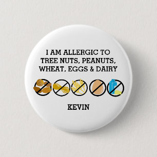 Customizable Multiple Food Allergy Alert Kids 2 Inch Round Button