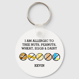 Customizable Multiple Food Allergy Alert Kids Keychain
