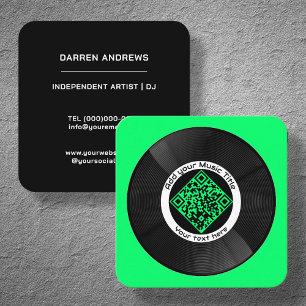 Customizable Music QR Code LP Vinyl Square Business Card