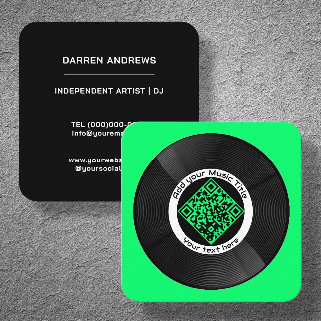 Customizable Music QR Code LP Vinyl |  Square Business Card (Creator Uploaded)