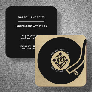 Customizable Music QR Code LP Vinyl   Square Business Card