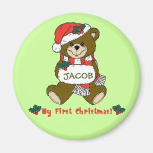 Customizable My First Christmas Teddy Bear Tee Magnet