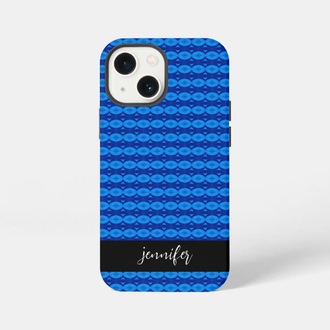 Customizable name Abstract blue pattern iPhone Case (Back)