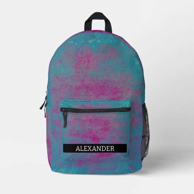 Customizable name Abstract grunge texture Printed Backpack (Front)