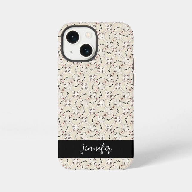 Customizable name Abstract retro clock pattern iPhone Case (Back)