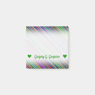 Customizable Name; Black & Colourful Lines Pattern Post-it Notes