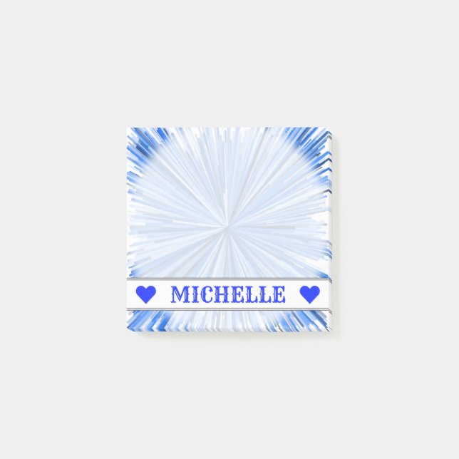 Customizable Name - Blue Line Burst Pattern Notes (Front)