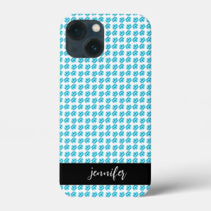 Customizable name Blue pearl pattern  iPhone 13 Mini Case