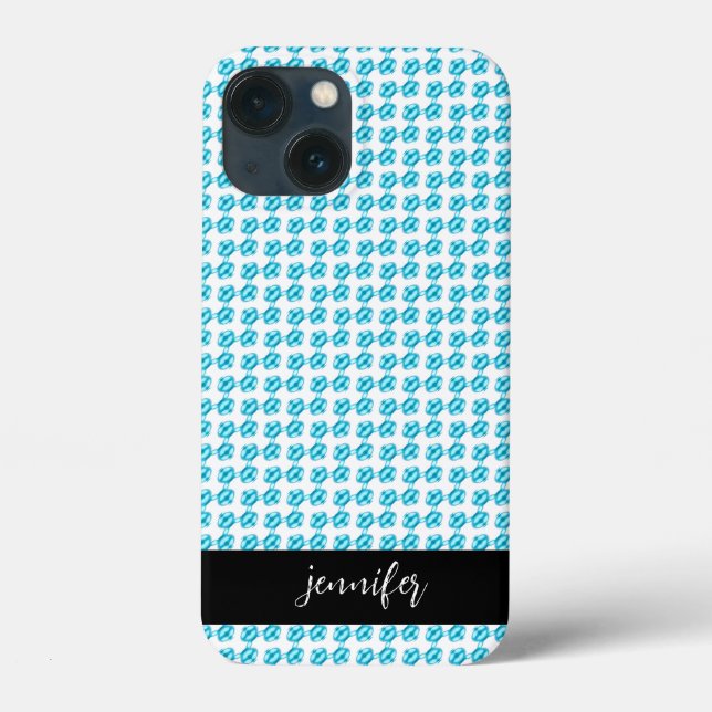 Customizable name Blue pearl pattern  Case-Mate iPhone Case (Back)