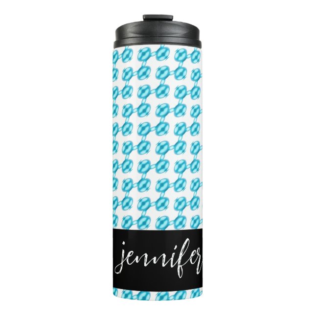 Customizable name Blue pearl pattern  Thermal Tumbler (Front)