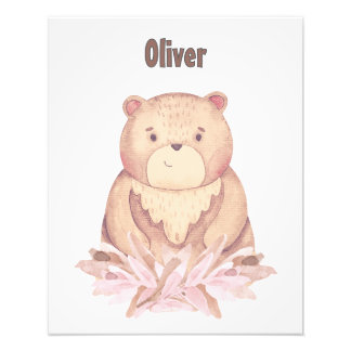 Customizable Name Brown Bear Photo Print