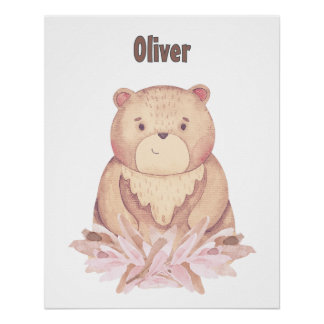 Customizable Name Brown Bear Poster