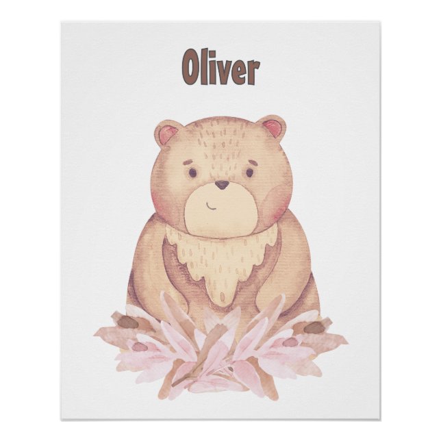 Customizable Name Brown Bear Poster (Front)