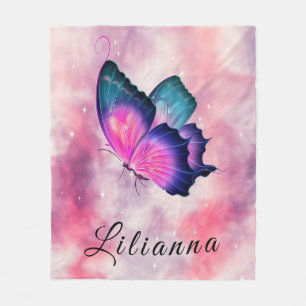 Customizable name- Butterfly Fleece Blanket