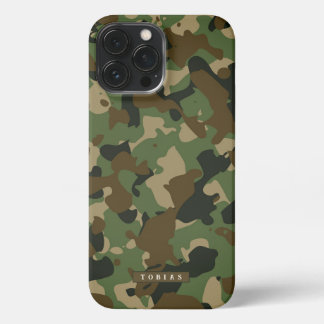 Customizable Name Camouflage Military Kaki Brown iPhone 13 Pro Max Case