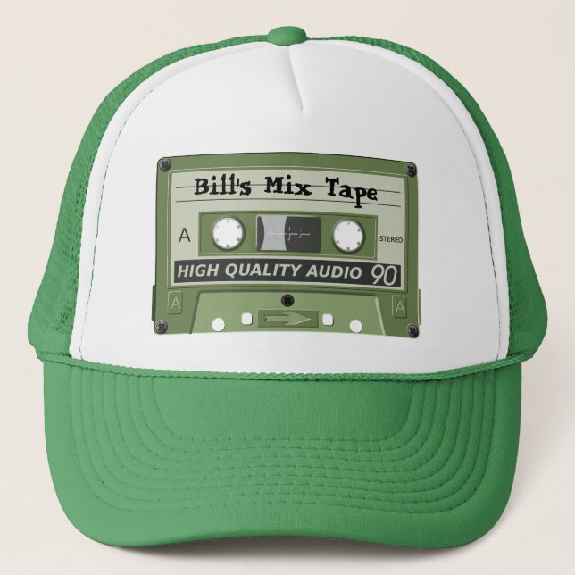Customizable Name Cassette Mix Tape Ball Cap Hat (Front)