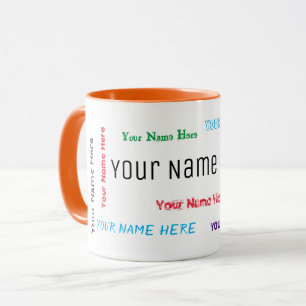 Customizable name collage  multicolored mug