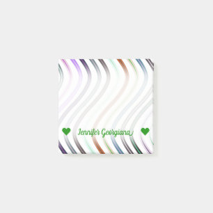 Customizable Name; Colourful Wavy Lines Pattern Post-it Notes