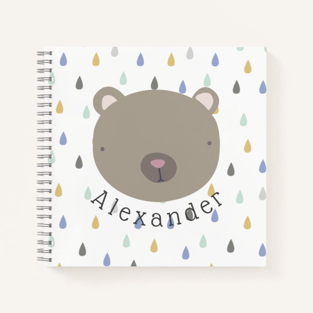 Customizable Name Cute Bear Notebook (Front)