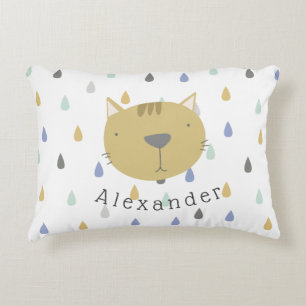 Customizable Name Cute Cat Accent Pillow