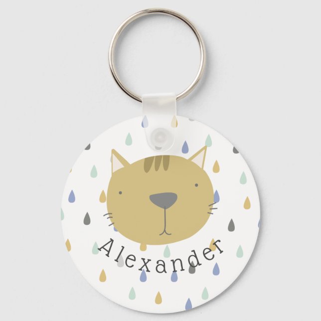 Customizable Name Cute Cat Keychain (Front)