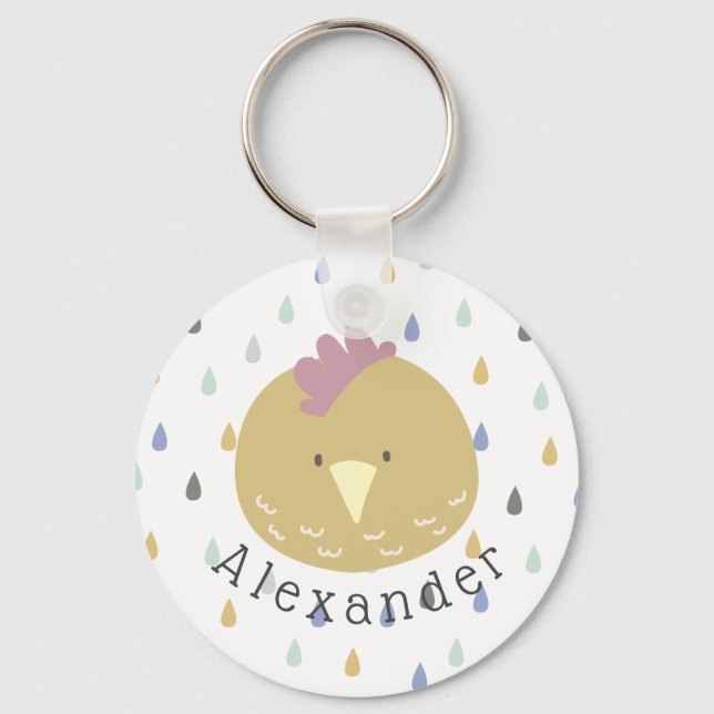Customizable Name Cute Chick Keychain (Front)
