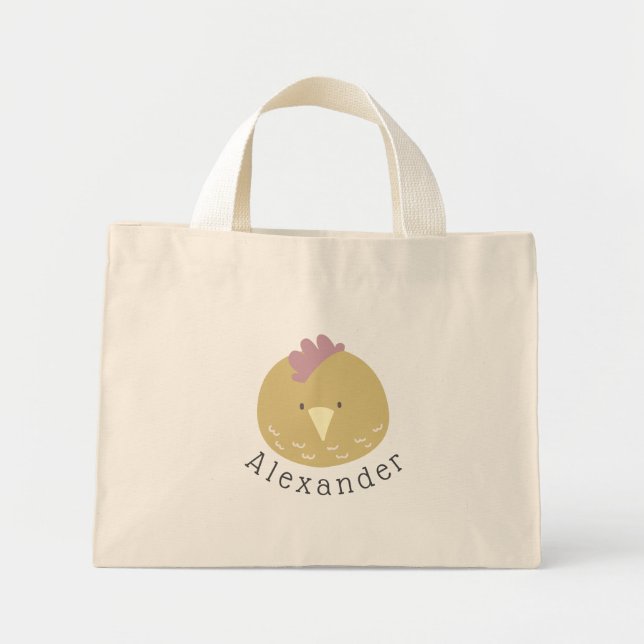 Customizable Name Cute Chick Mini Tote Bag (Front)